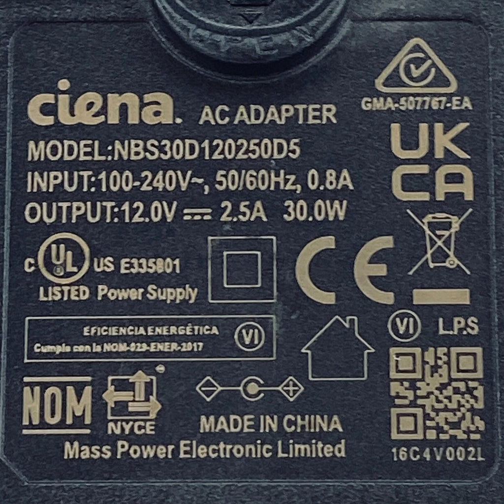 NEW Original Ciena NBS30D120250D5 AC Adapter 12V 2.5A Power Supply 5.5x2.1mm