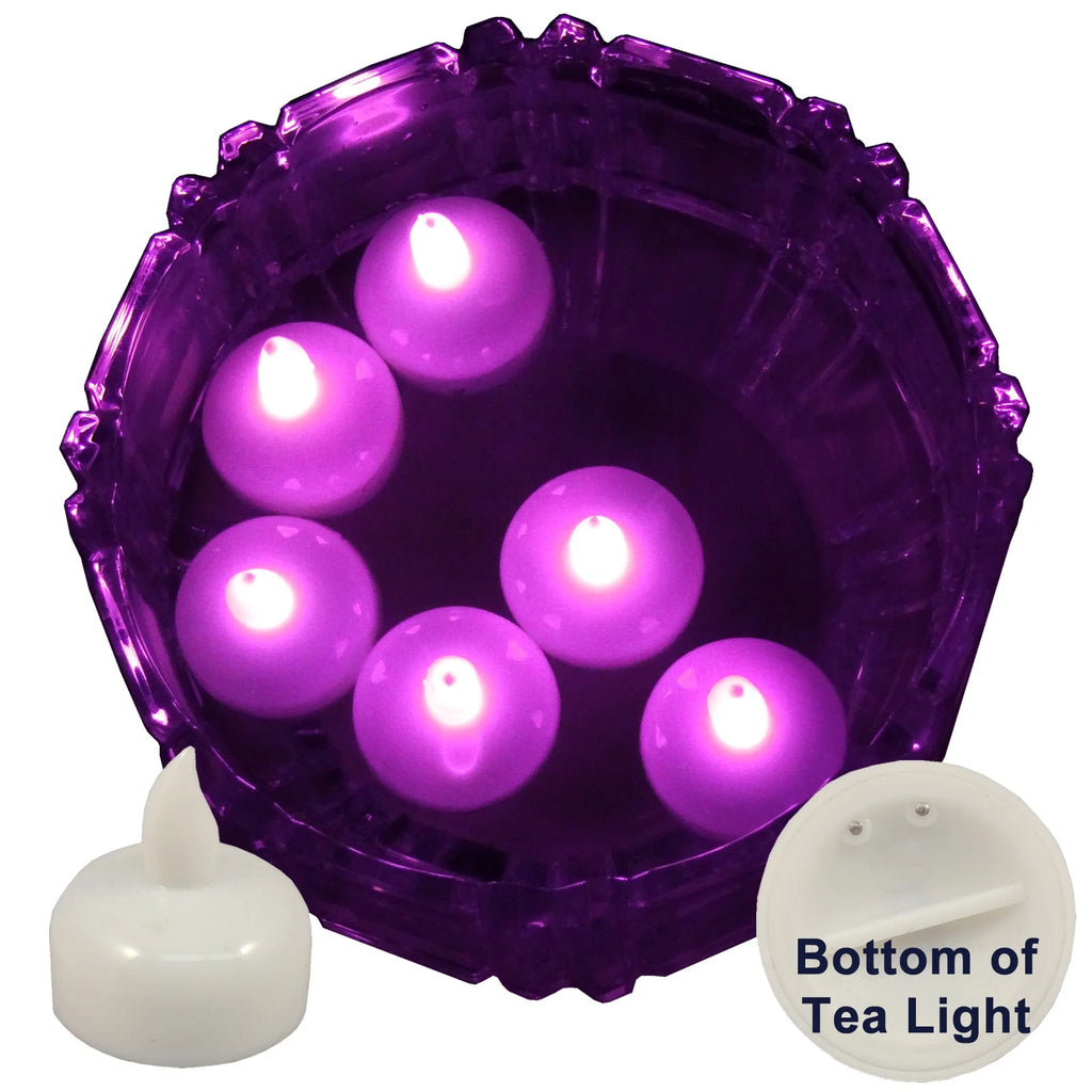 6 Flameless Floating LED tealight Candle Battery operated Pink tea lights NEW
