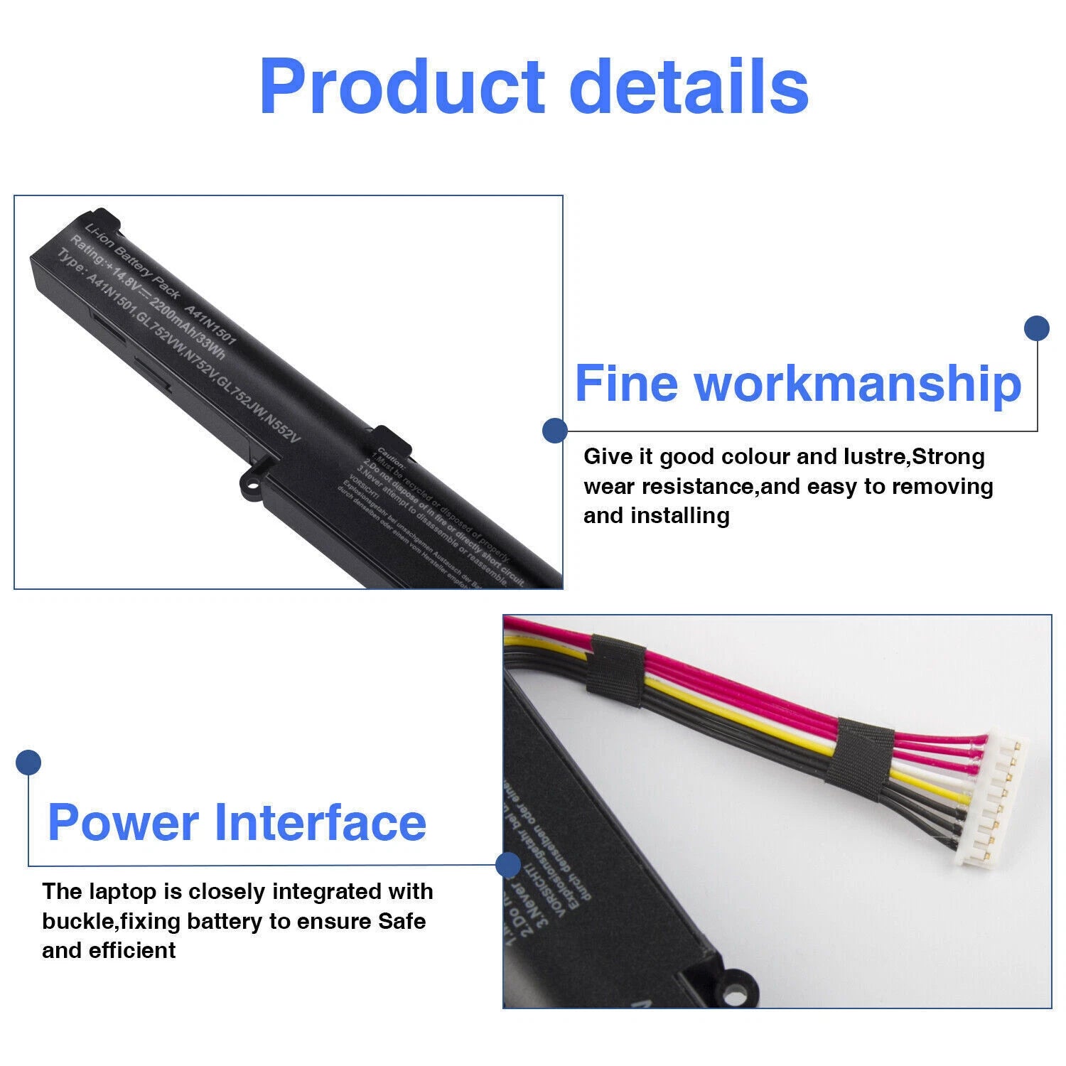 For ASUS ROG GL752 GL752VW GL752VL N552V N552VX N752V A41LK9H A41N1501 Battery