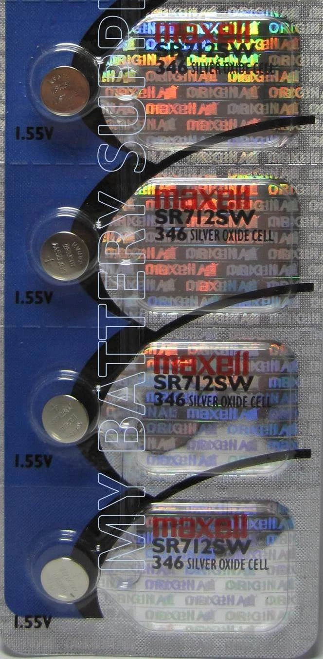 4 Pcs Maxell 346 (SR712SW) Coin Cell Silver Oxide Batteries
