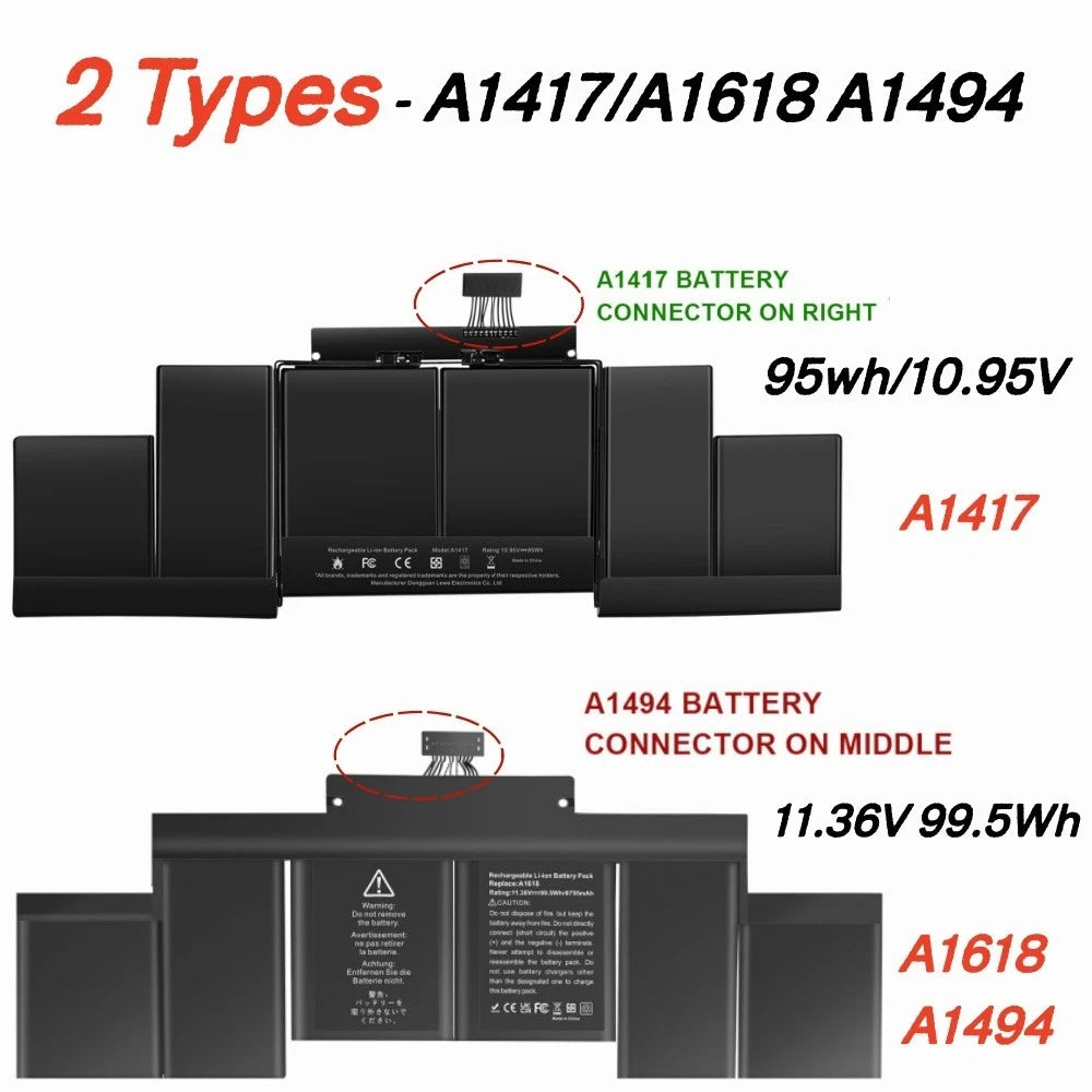 A1417/A1618 Battery For Macbook Pro 15'' A1398 Retina Early / Late 2013 Mid 2012