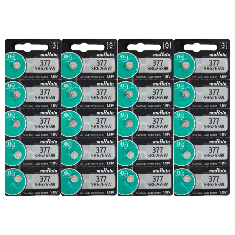 20 Murata SR626SW SR626W SR626 Silver Oxide 1.55V Battery - Replaces Sony