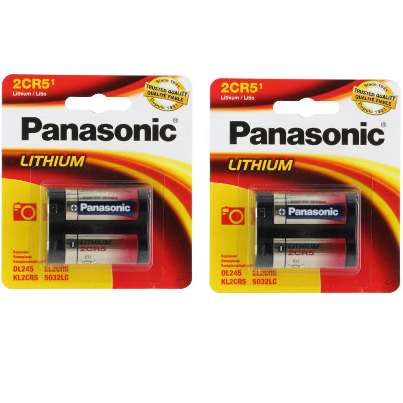 2 Pack Panasonic 2CR5 6V Lithium Battery DL45, KL2CR5, 5032LC