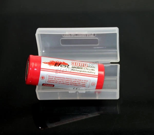 1 Efest Battery White Clear Plastic Battery Case Holder for 1 26650 Battery