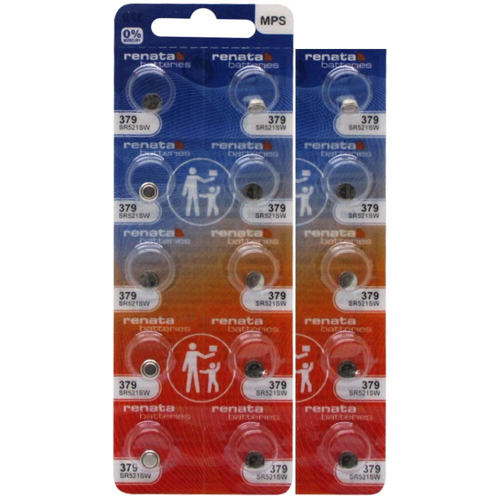 15 Renata 379 (SR521SW) Coin Cell Silver Oxide Batteries