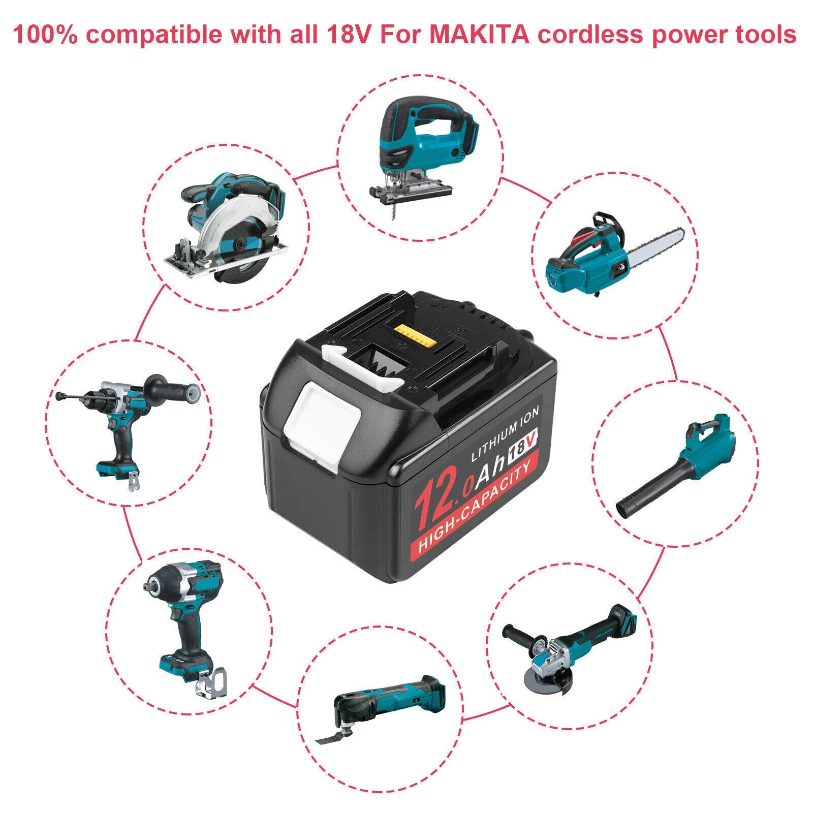 2Pack 12.0Ah 8.0Ah Battery For Makita 18V Lithium BL1860 BL1850 BL1830/ Charger
