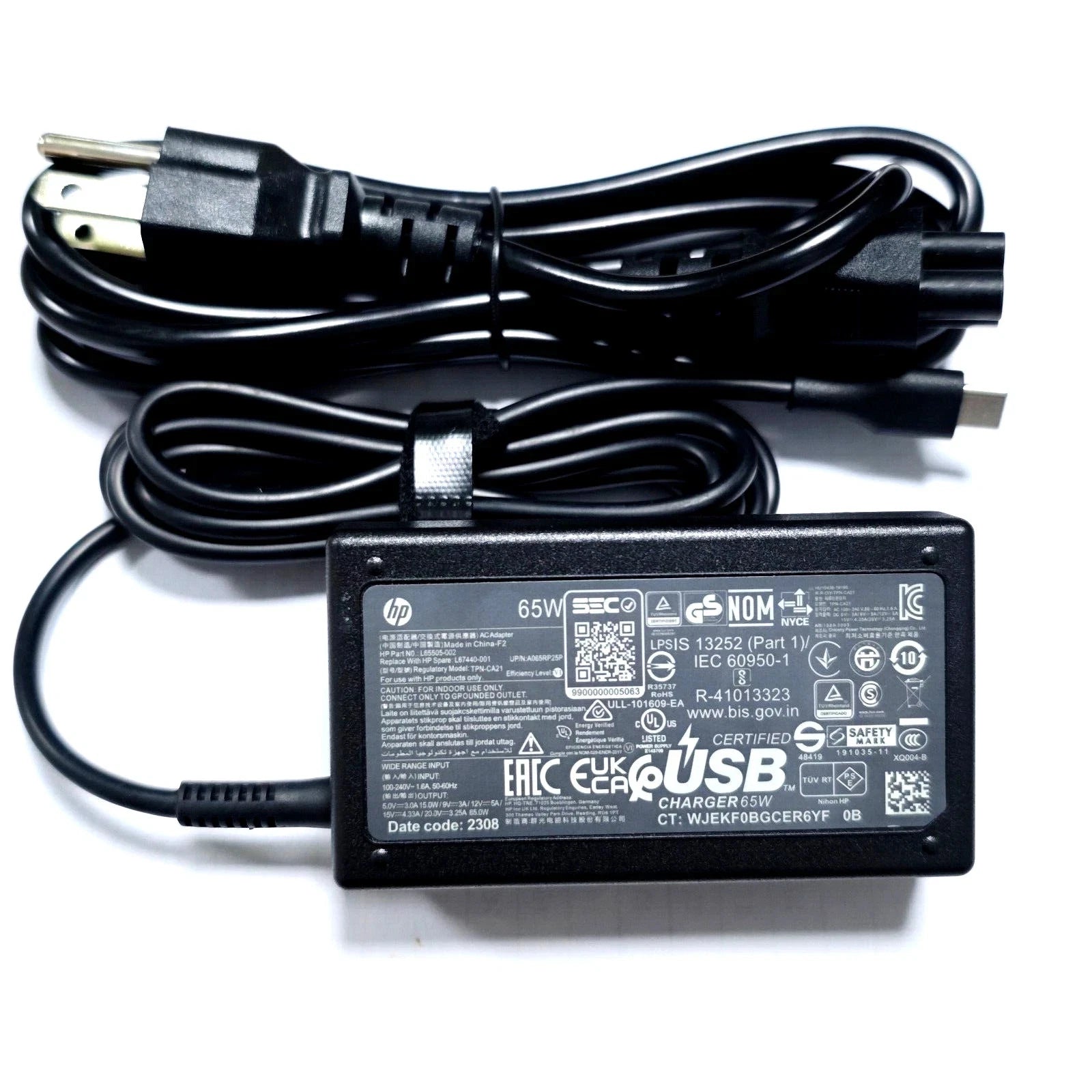 Genuine 65W USB C Type C AC Adapter Charger for HP EliteBook x360 830 840 850 G5
