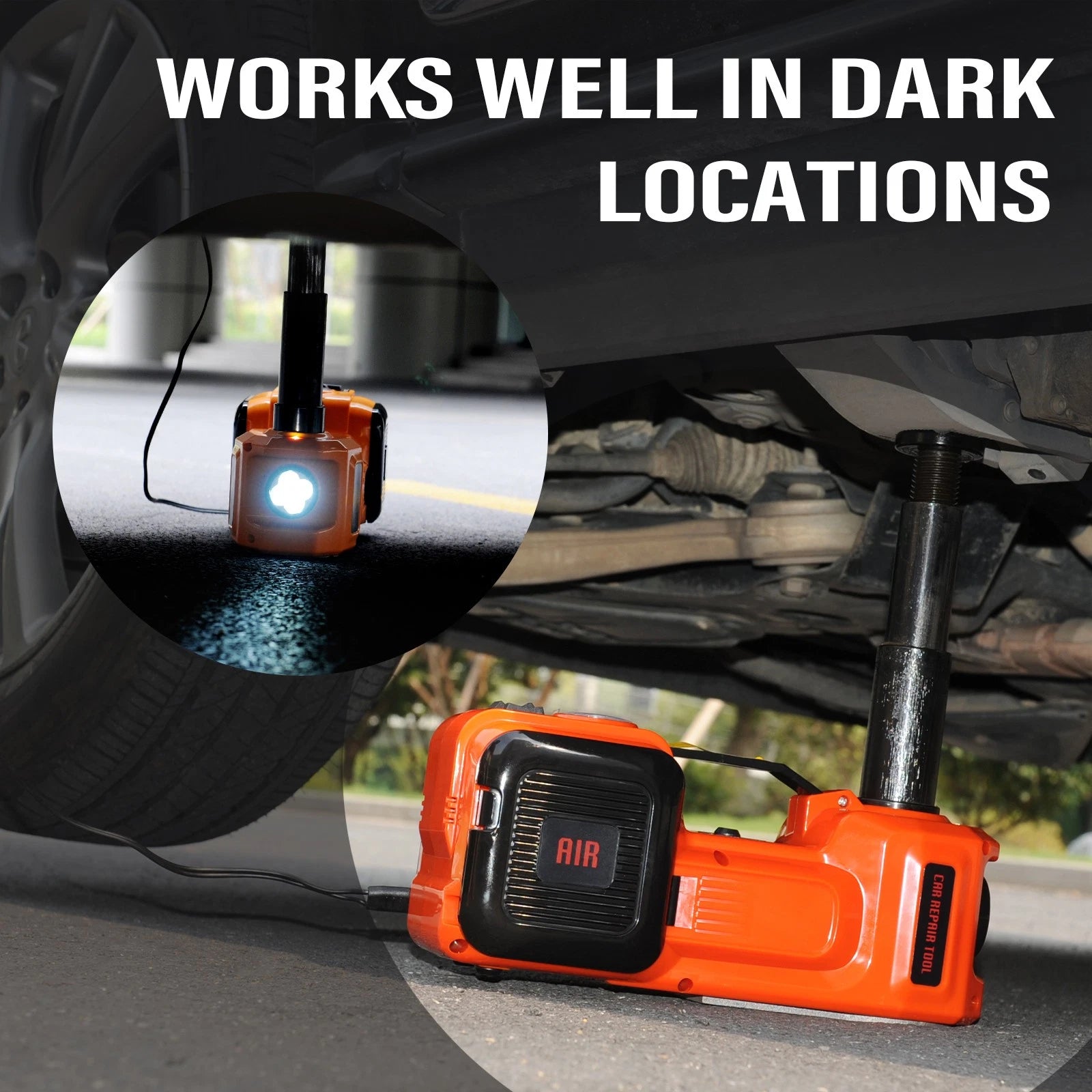12V 3T/5T Electric Car Repair Hydraulic Jack Auto Lift W/ Hammer LED Flashlight