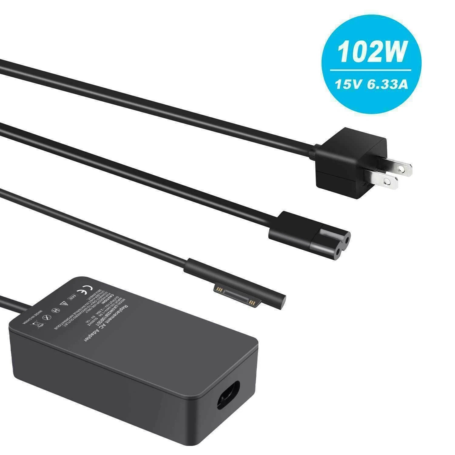 For Microsoft Surface Pro 7 8 9, Surface 3 4 5 6 65W Charger Laptop AC Adapter