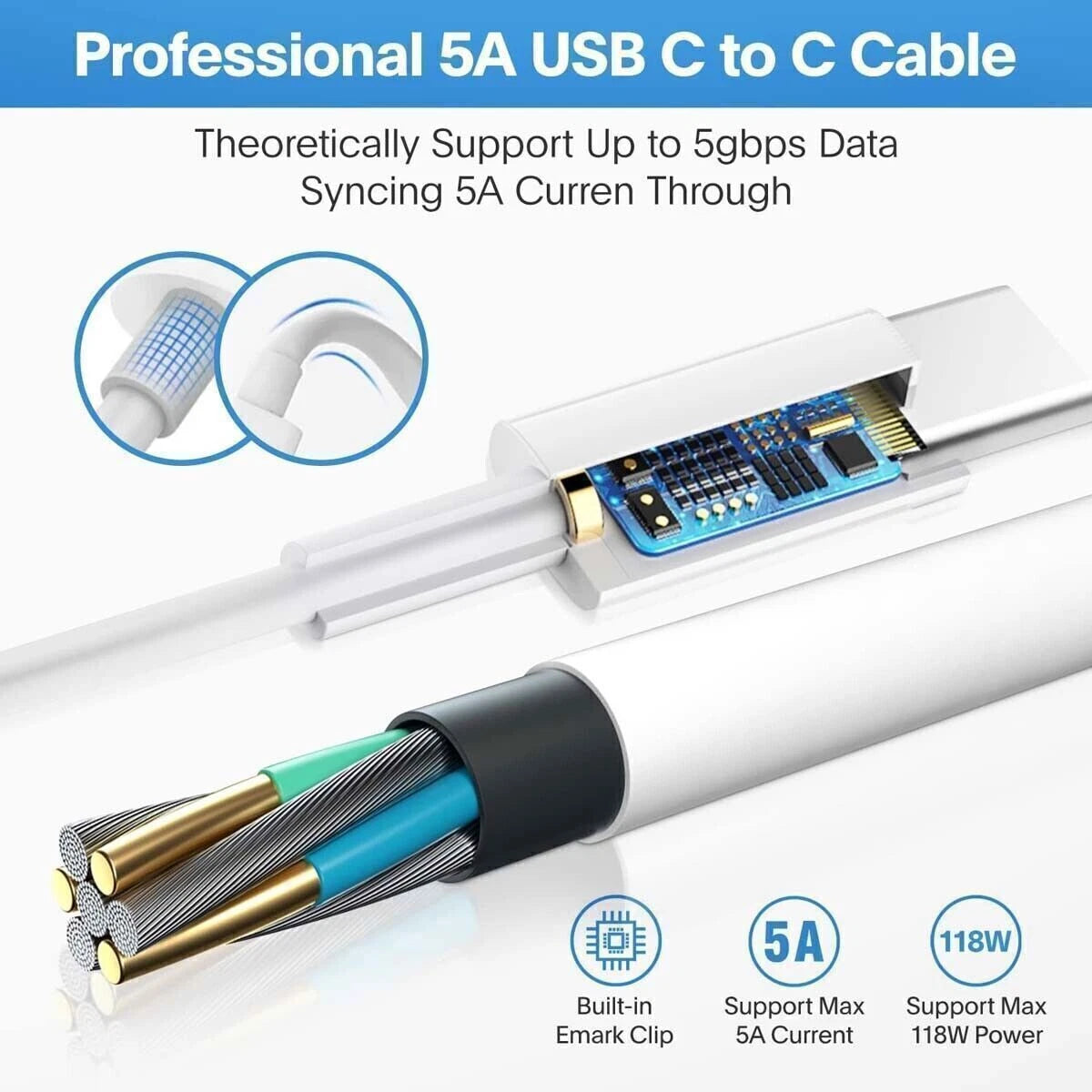 For Apple MacBook Pro Air Charger 140W 65W USB-C Power Cord Adapter USB-C Cable