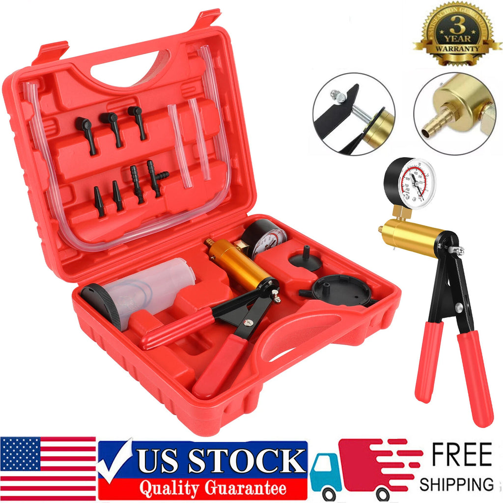 Hand Held Vacuum Pump Pressure Tester Car Brake Fluid Bleeder Bleeding Tool Set