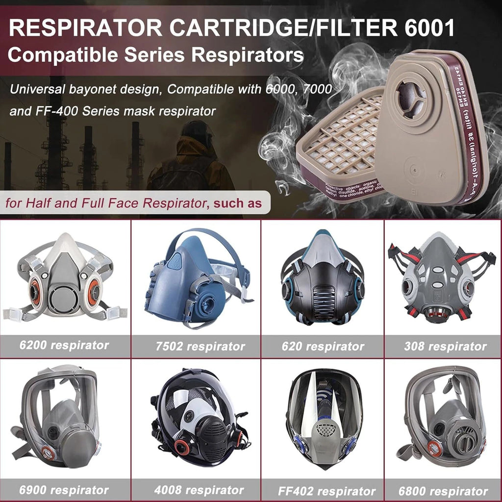 6001CN Filter Cartridges Replacement for Gas Respirator Activated Carbon Filters