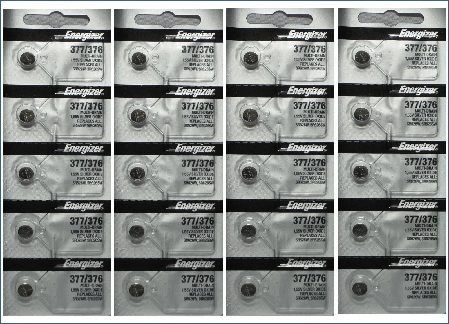 100 Pack-New Energizer 377 376 WATCH BATTERY SR626SW SR626W Silver Oxide Battery