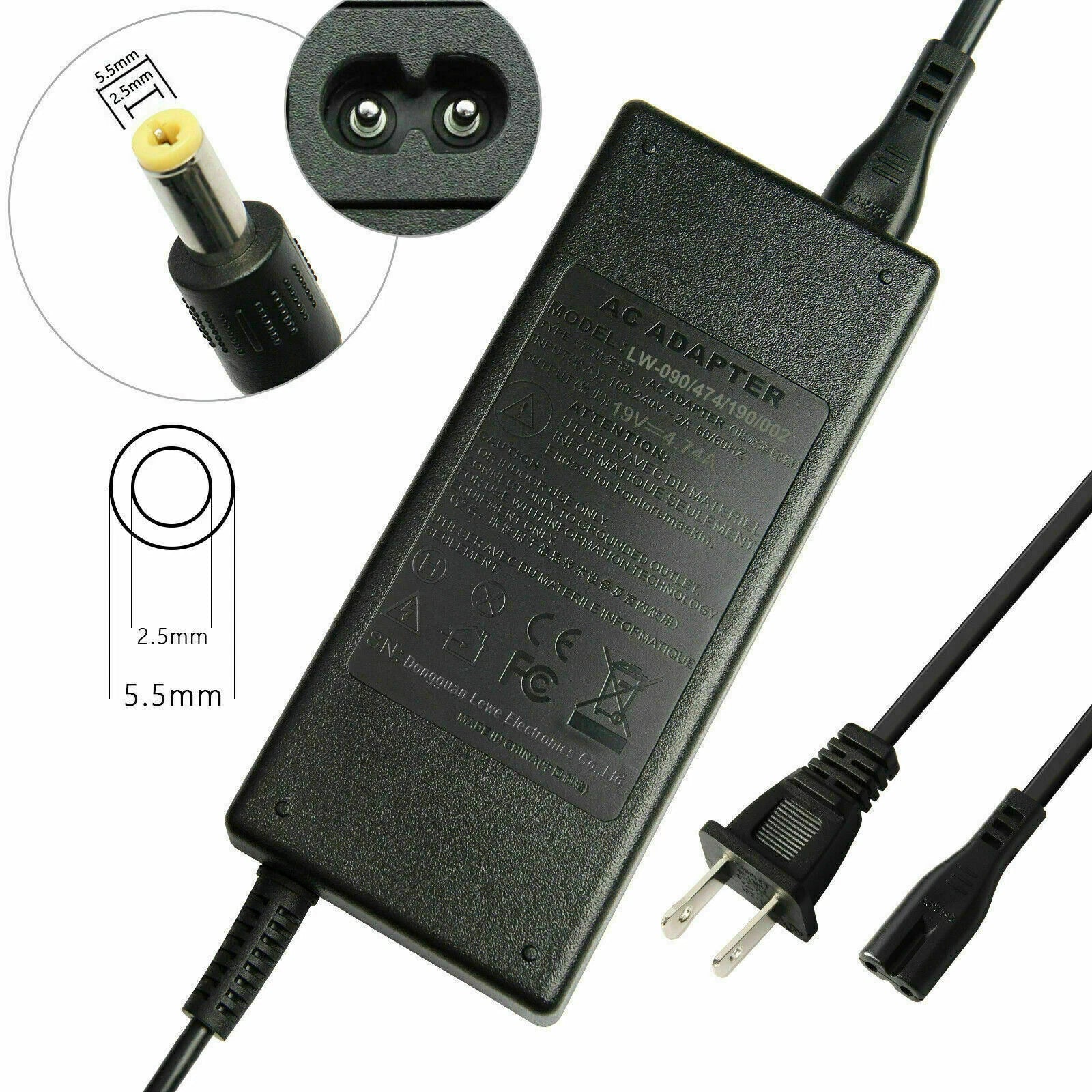 90W 19V Tablet PC Charger Power Adapter For Fujitsu LifeBook T732 T734 S752 S762