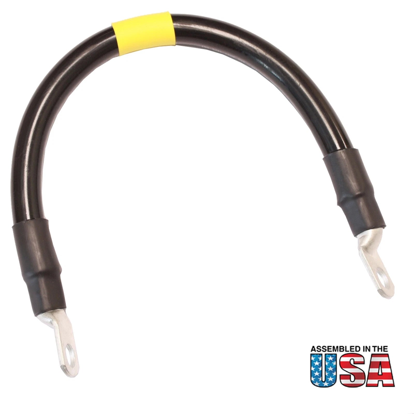 1/0 Black Battery Interconnect Cable 24" with 3/8" Lugs ASSEMBLED IN USA