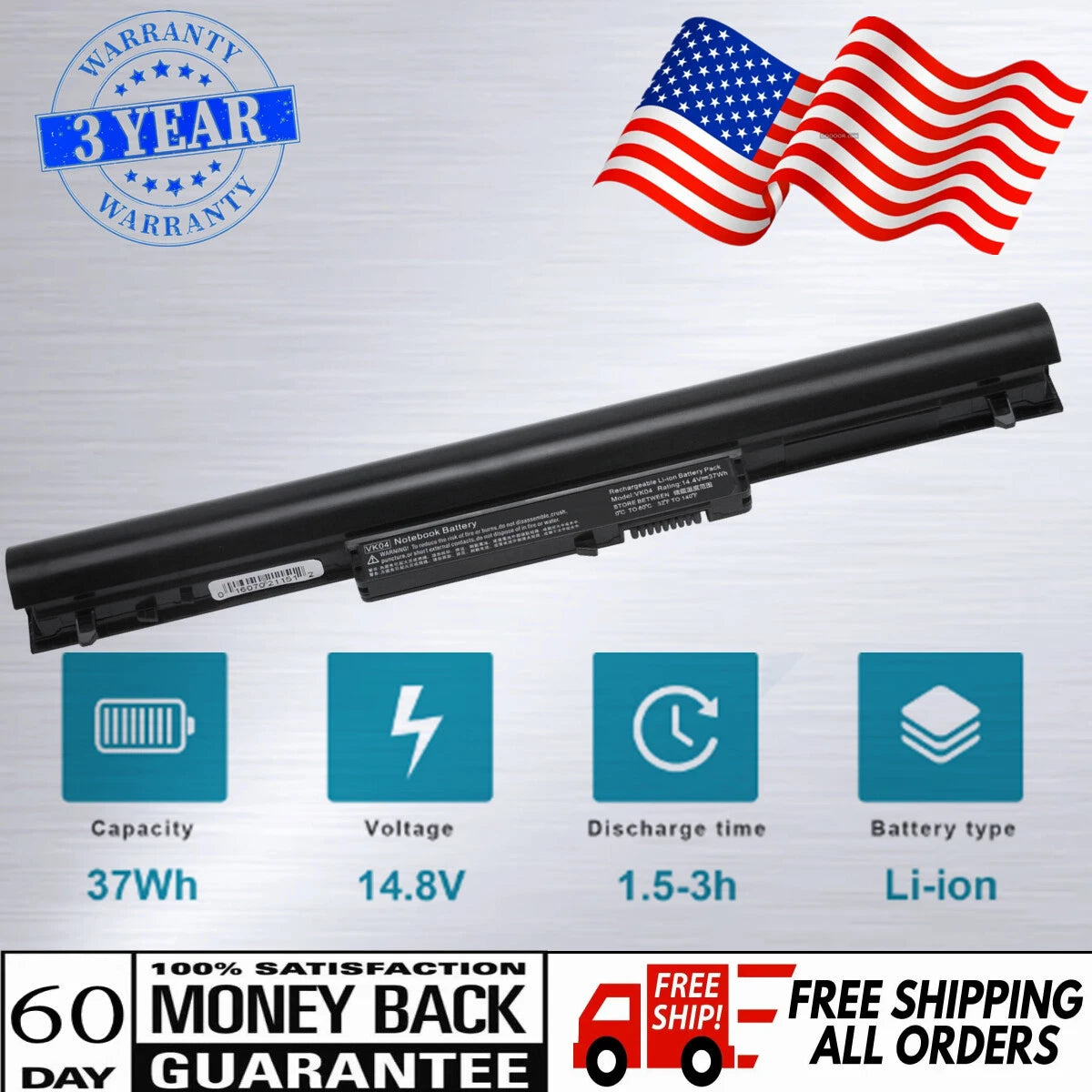 VK04 Battery For HP Pavilion Sleekbook 14 15 14t 15t Serie 695192-001 HSTNN-YB4D
