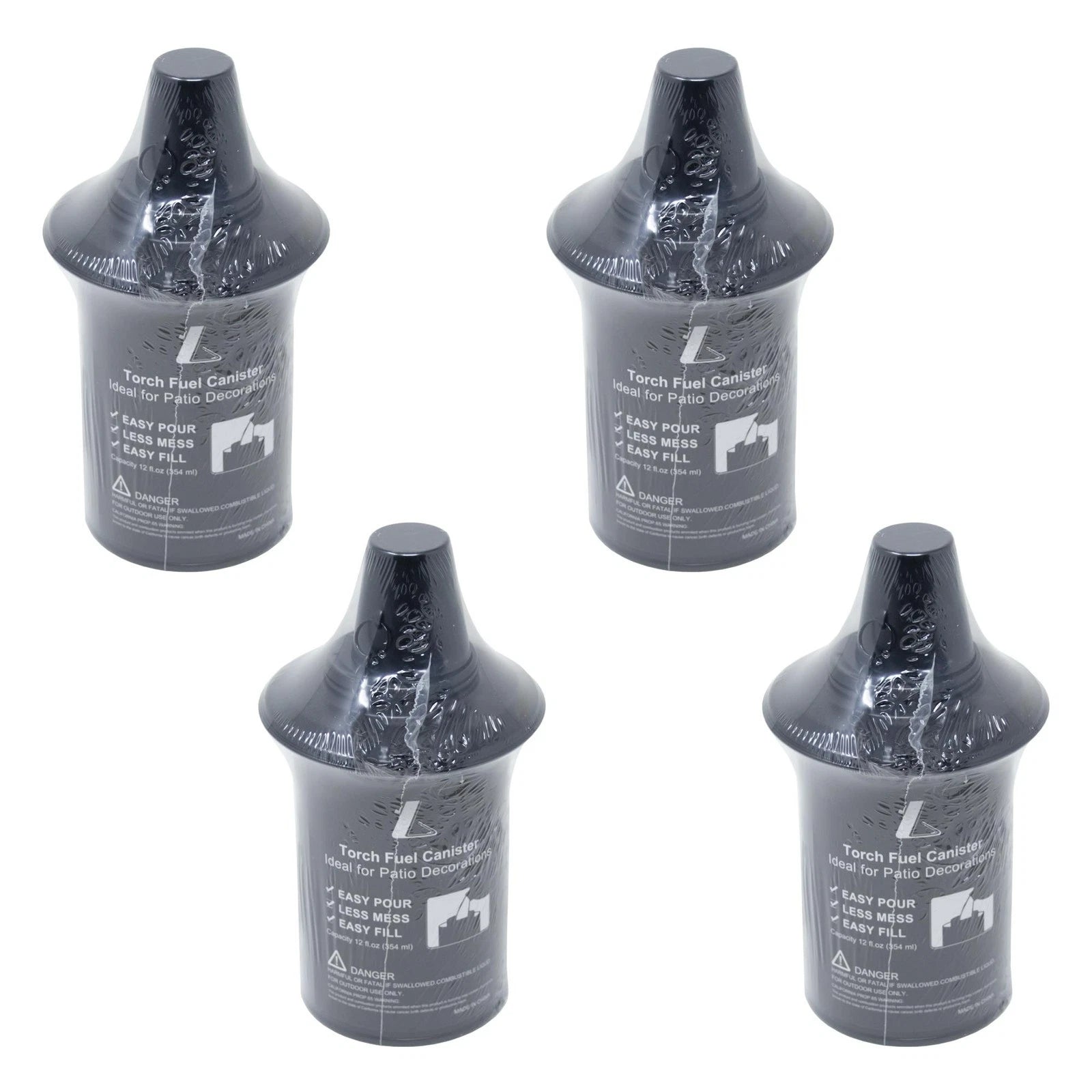 Set of 4 Outdoor Patio Torch Fuel Canister Tabletop Lanterns Clean-Burning 12 oz