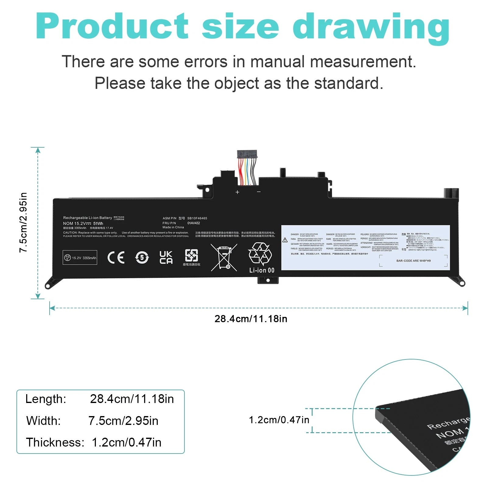 Battery for Lenovo ThinkPad Yoga 260 Series 00HW027 00HW026 SB10F46464 SB10F464