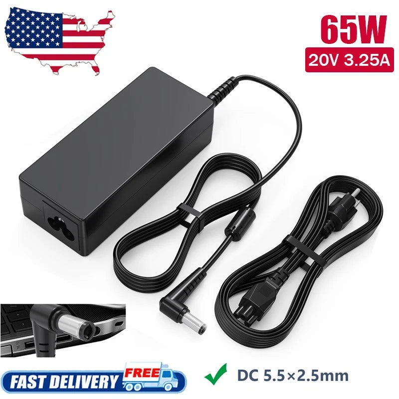 20V 3.25A 65W AC Adapter Charger for Lenovo Laptop Power Supply Cord 5.5*2.5mm
