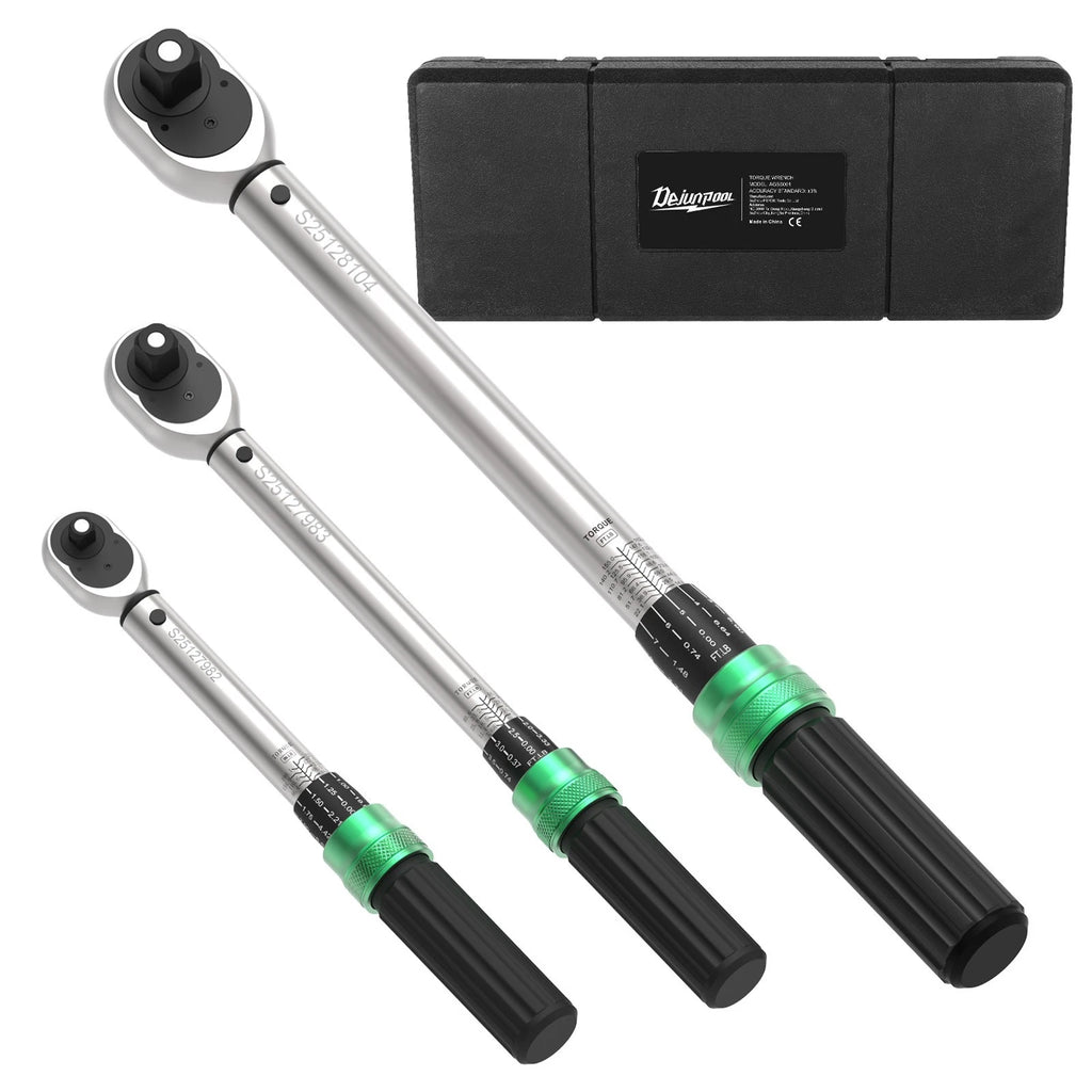 ??1/4"+3/8"+1/2" 3Pc Torque Wrench Set ±3% Accuracy 5-25Nm 10-60Nm 20-200Nm-2026