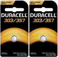 2 Pcs Duracell 303 357 Watch and Calculator Batteries