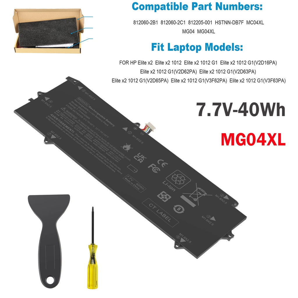 ??MG04XL Battery For HP Elite X2 1012 G1 Series 812060-2C1 HSTNN-DB7F 812060-2B1