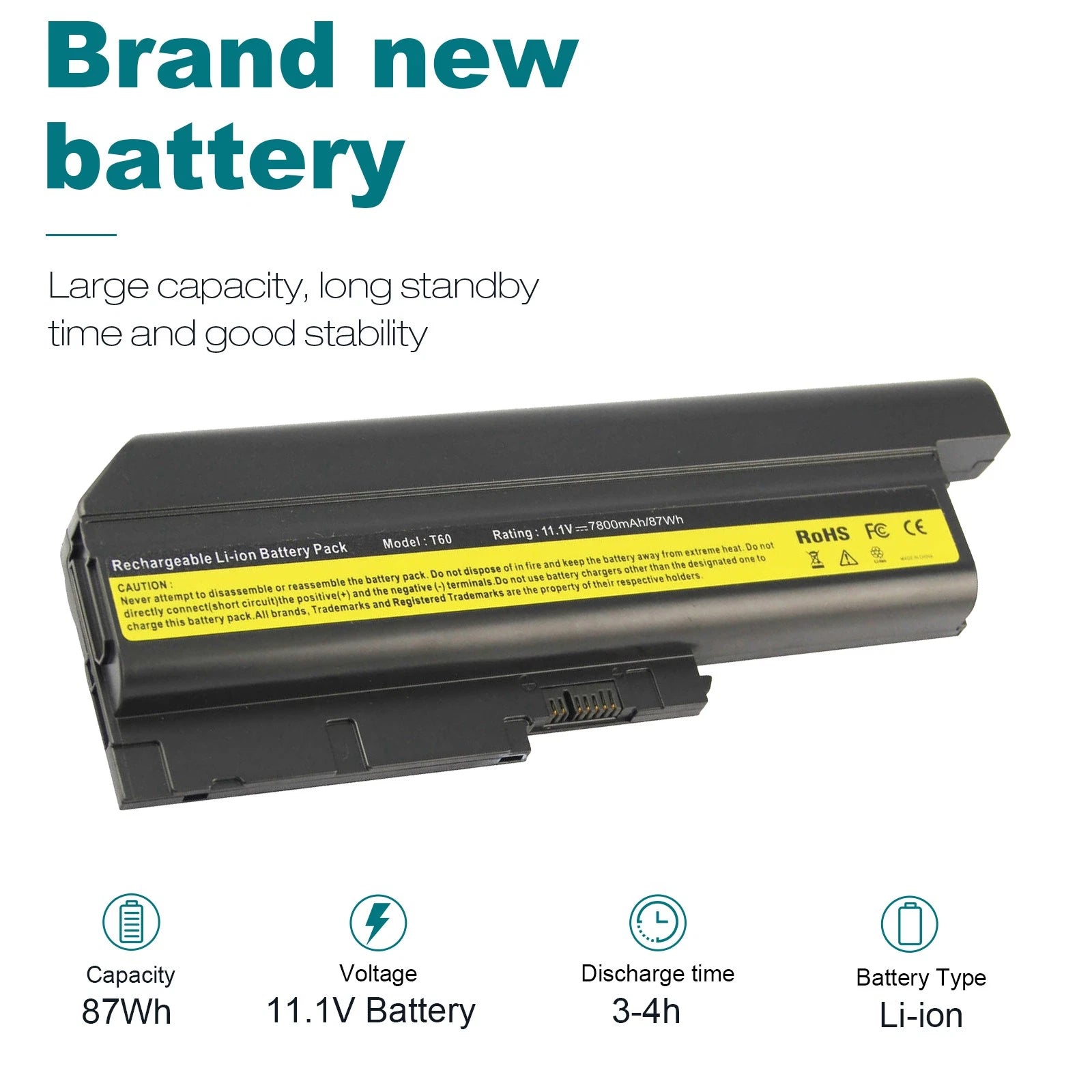 7800mAh Battery For IBM Lenovo Thinkpad T60 T61 T61p R61 R500 R61i R61e T500 New