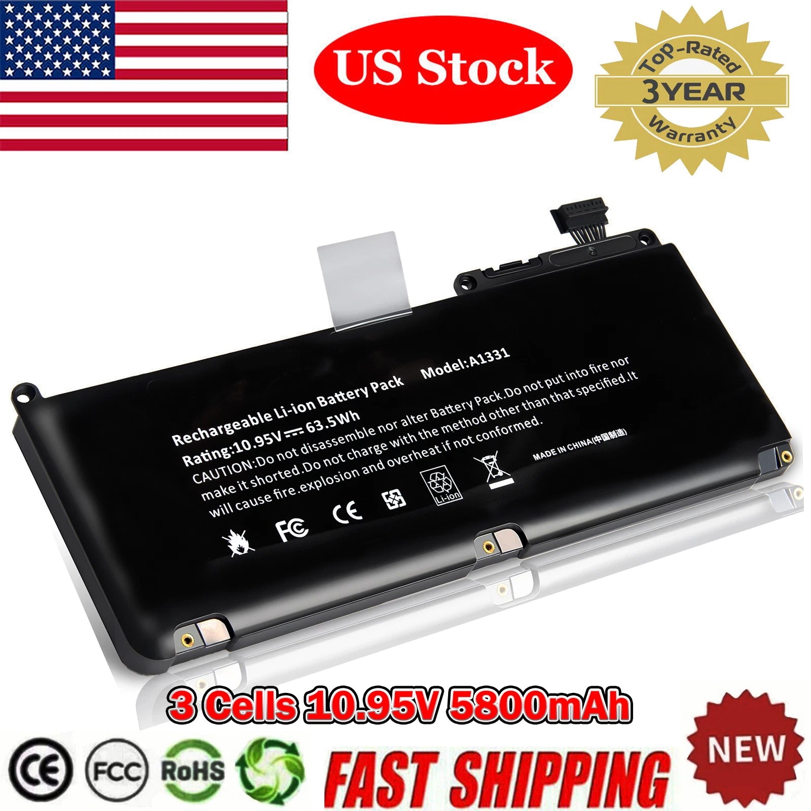 Battery For Apple Mac Book Unibody 13" A1331 A1342 020-6809-A Late 2009/Mid 2010