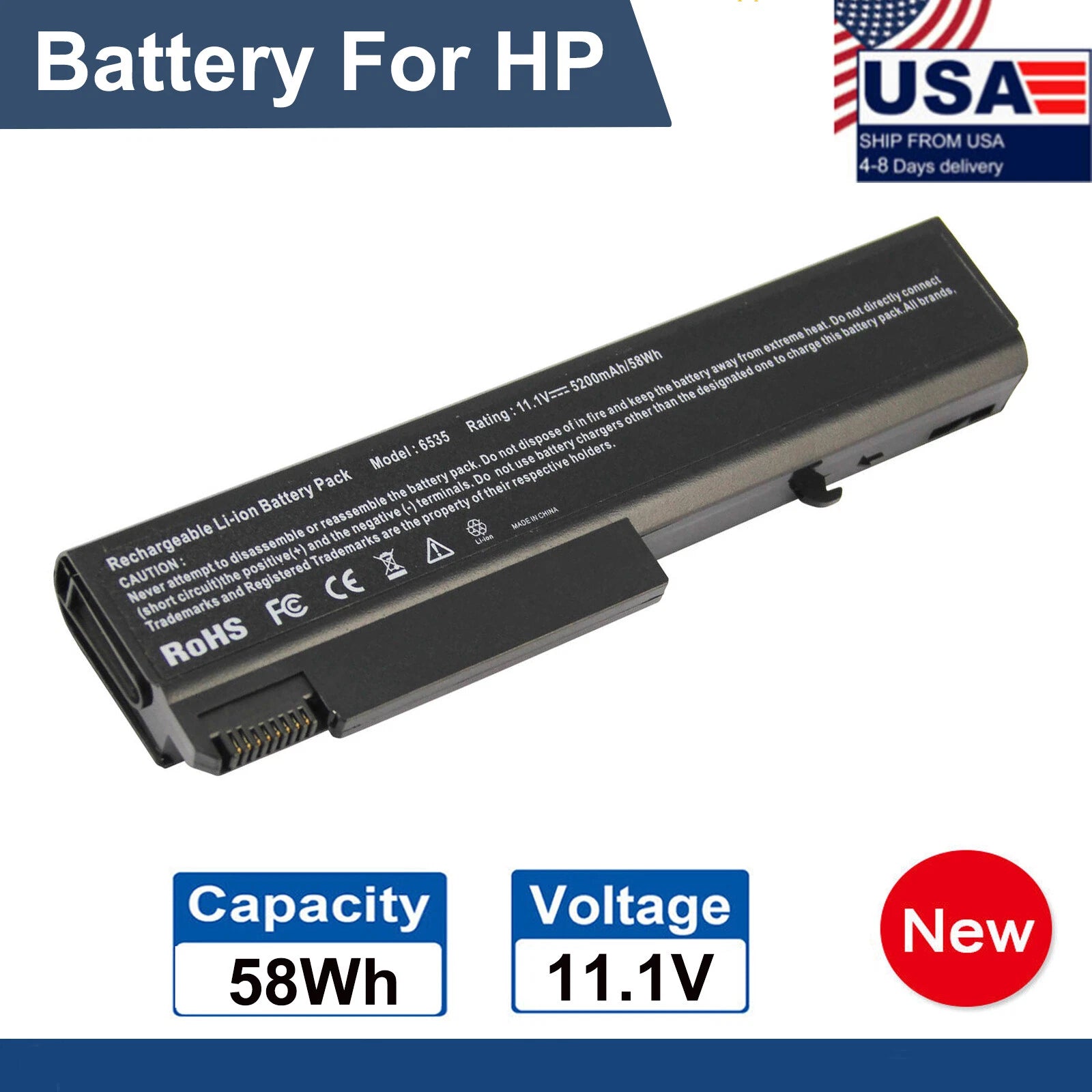 Replace 6535b Battery for HP EliteBook 6930p 8440P 8440w 6700b 6730b 6735b Serie
