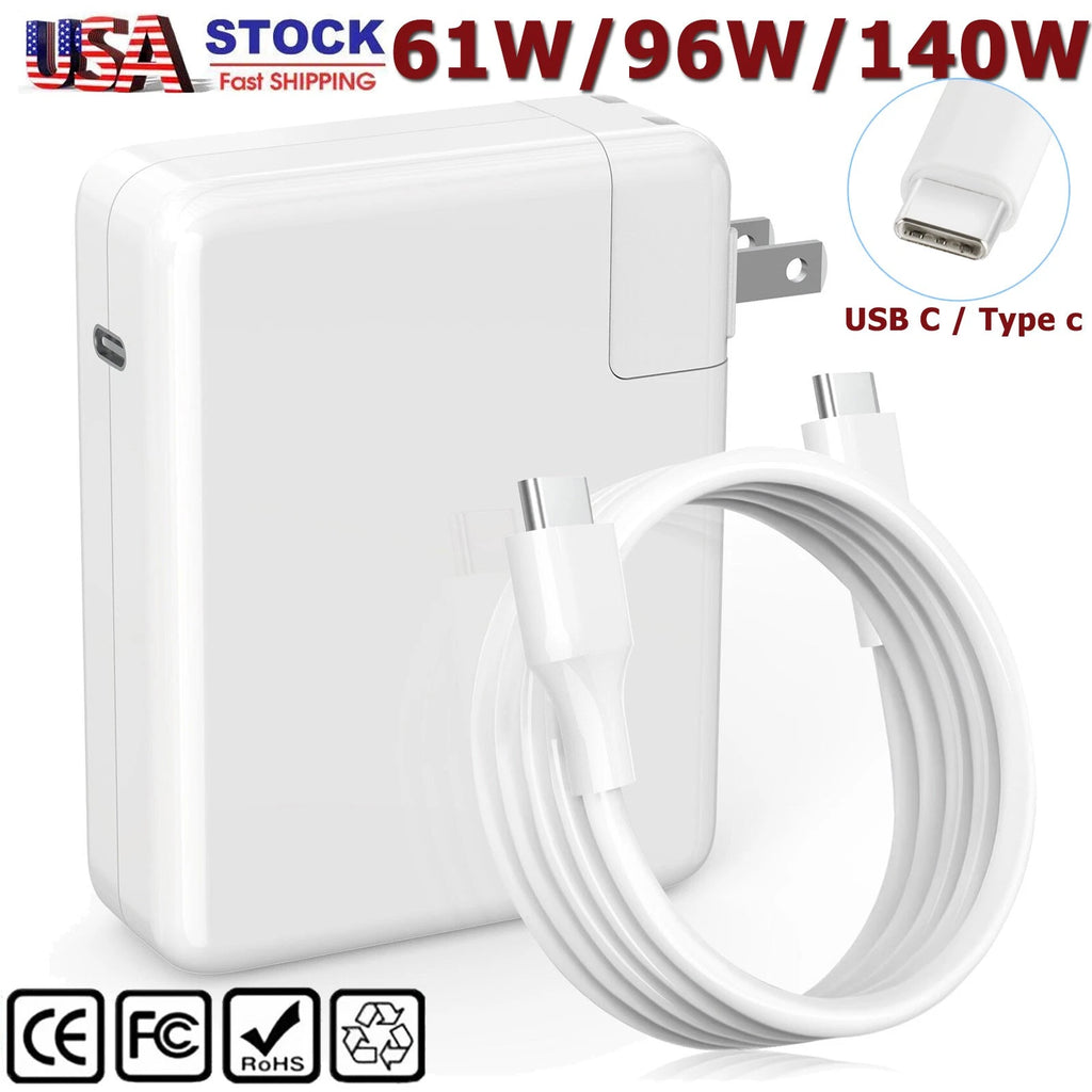 61W/96W/140W USB-C Wall Charger AC Power Adapter For Apple MacBook Pro Air iPad