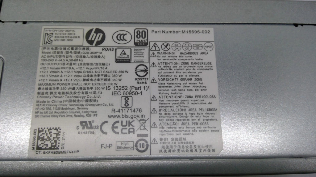 HP TG02-0013W 350W 80 Plus PSU Internal Power Supply D20-350P1A M15695-002