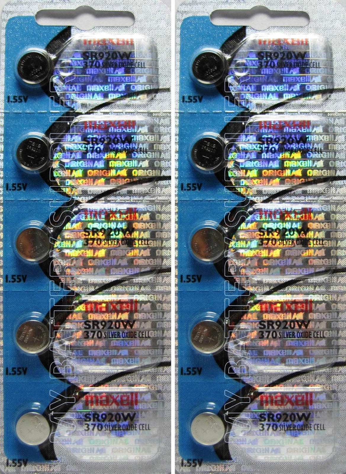 Maxell SR920W Silver Oxide Hologram Package Battery x 10