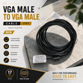NEW Branded VGA Cable Computer HD Monitor 17ft Male 15Pin PC