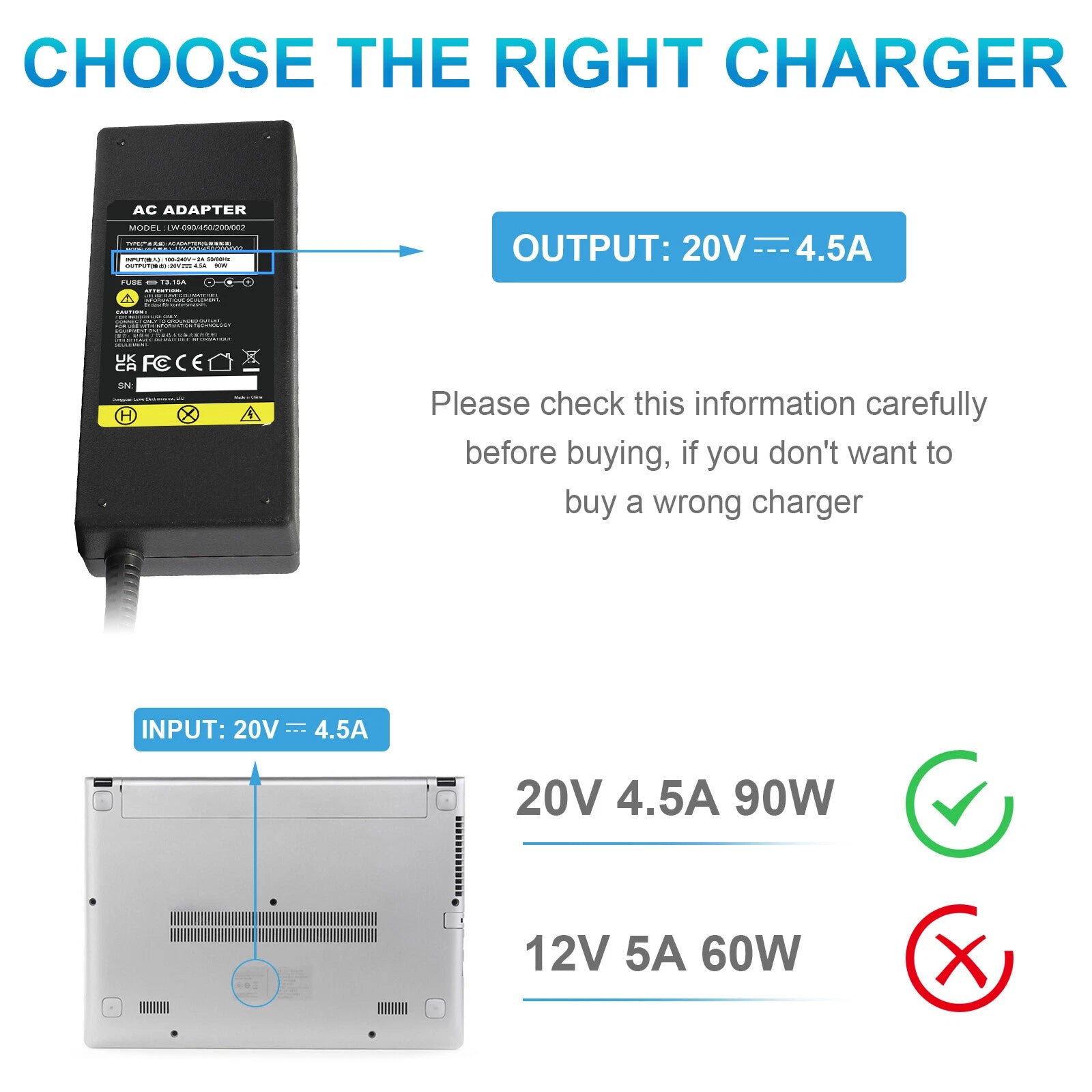 For Lenovo Thinkpad 90W AC Power Adapter 20V 4.5A ADLX90NLC2A, 36200287, 45N0483