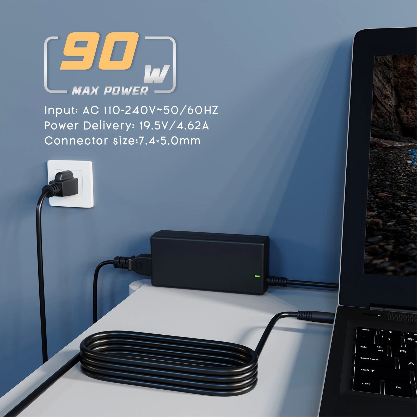 90W 19.5V 4.62A Laptop Charger Power Supply Adapter For Dell LATITUDE Computer