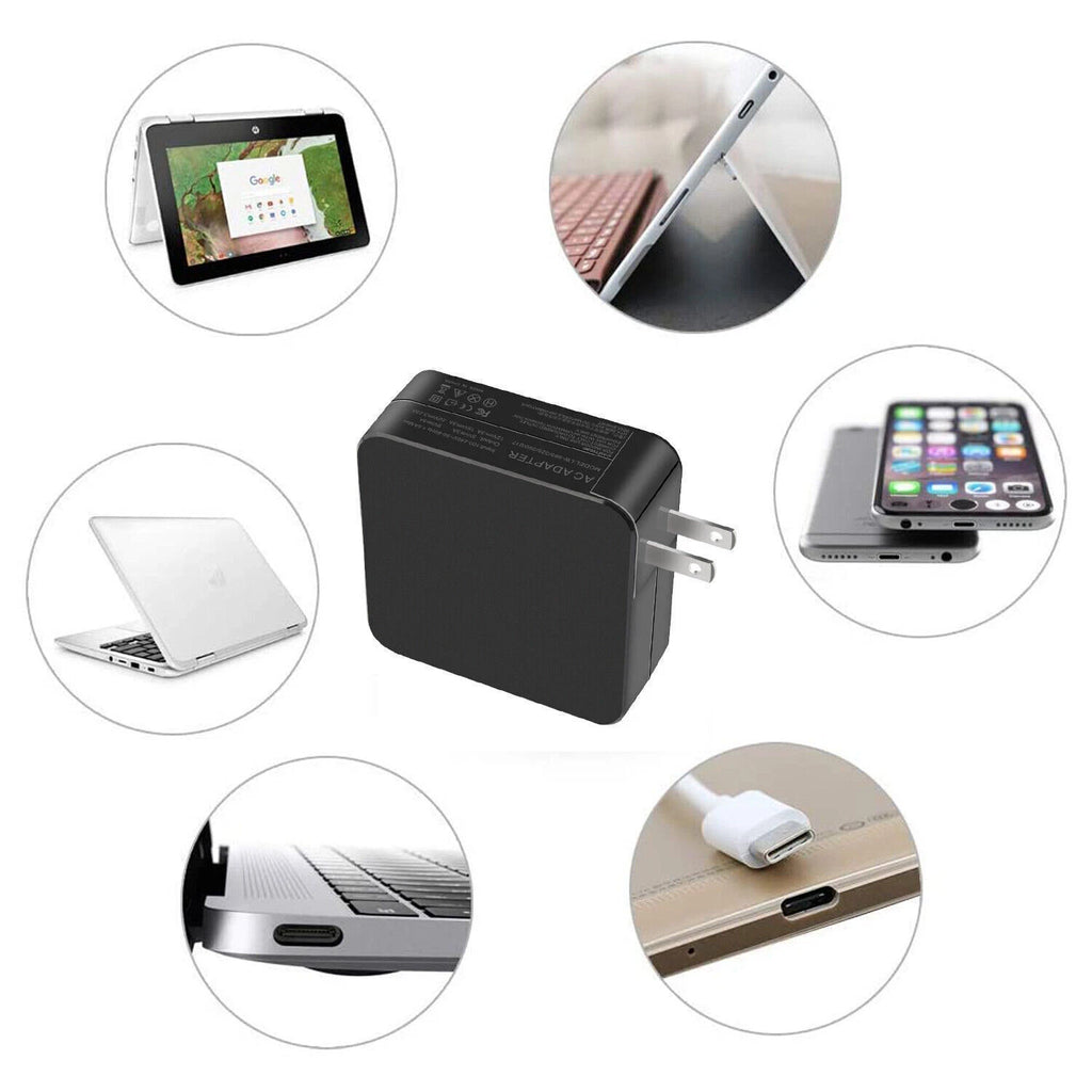 65W Laptop Charger w/ Cord USB-C AC Wall Adapter For Lenovo ASUS MacBook Pro