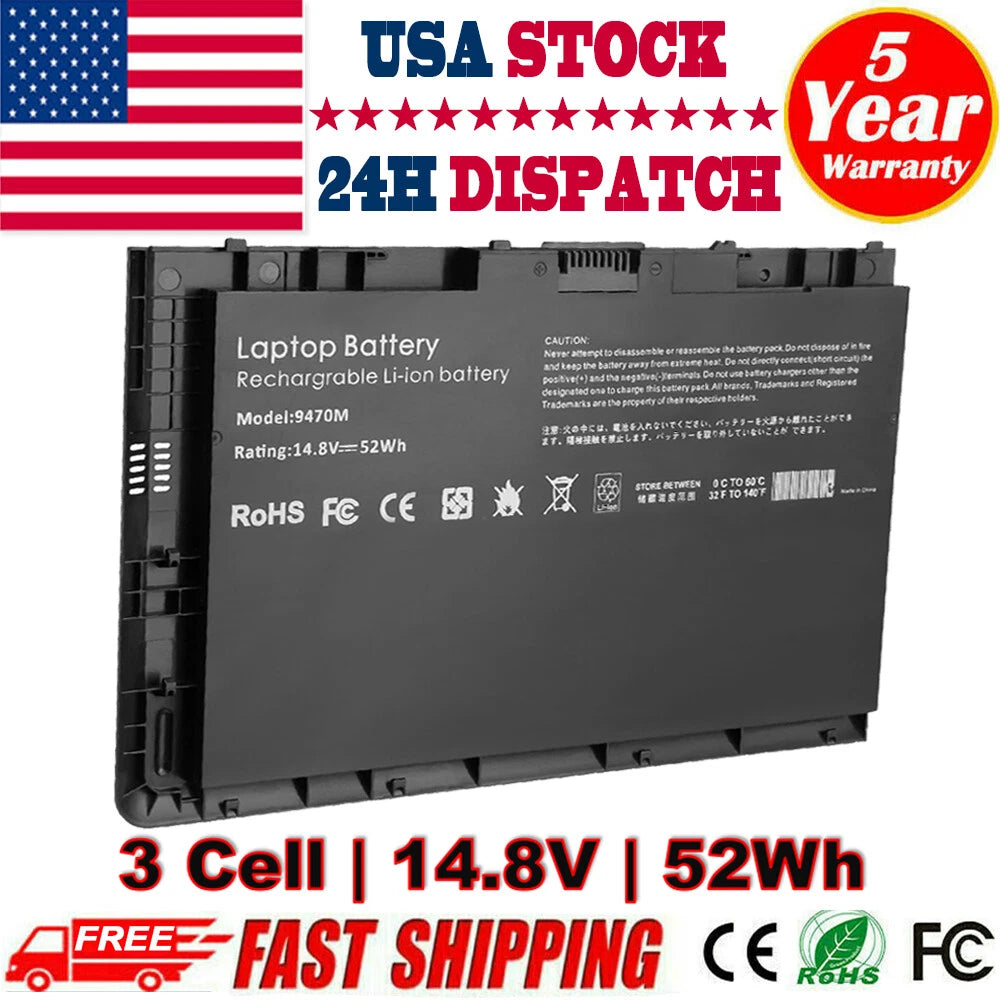 For HP EliteBook Folio 14" 9470m Battery 14.8V 52Wh 687945-001 BT04XL Notebook