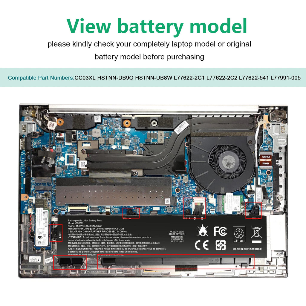 ?L77991-005 BATTERY FOR HP ELITEBOOK 850 G7 G8,855 G7 G8 56WH L77622-2C1 CC03XL