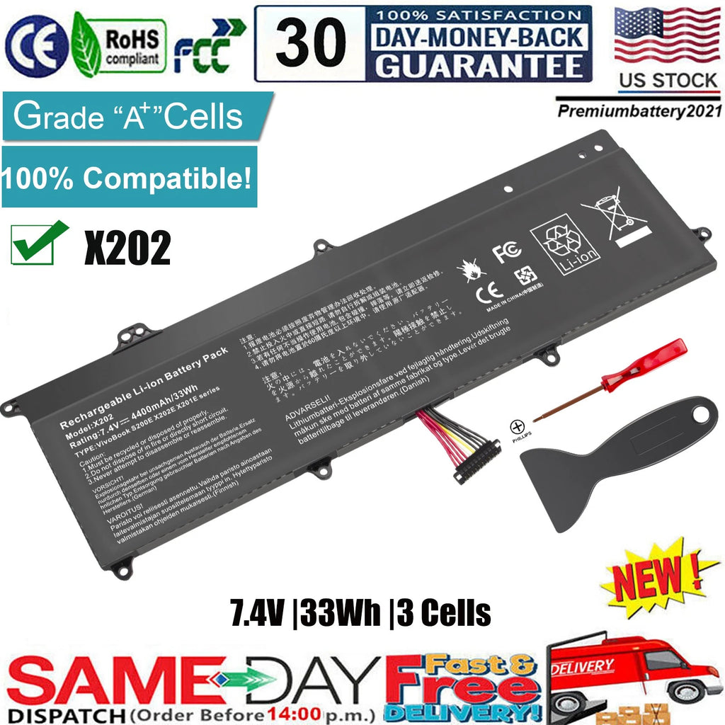 ?C21-X202 Battery for Asus Vivobook S200 S200E X201 X201E X202 X202E Q200 Q200E