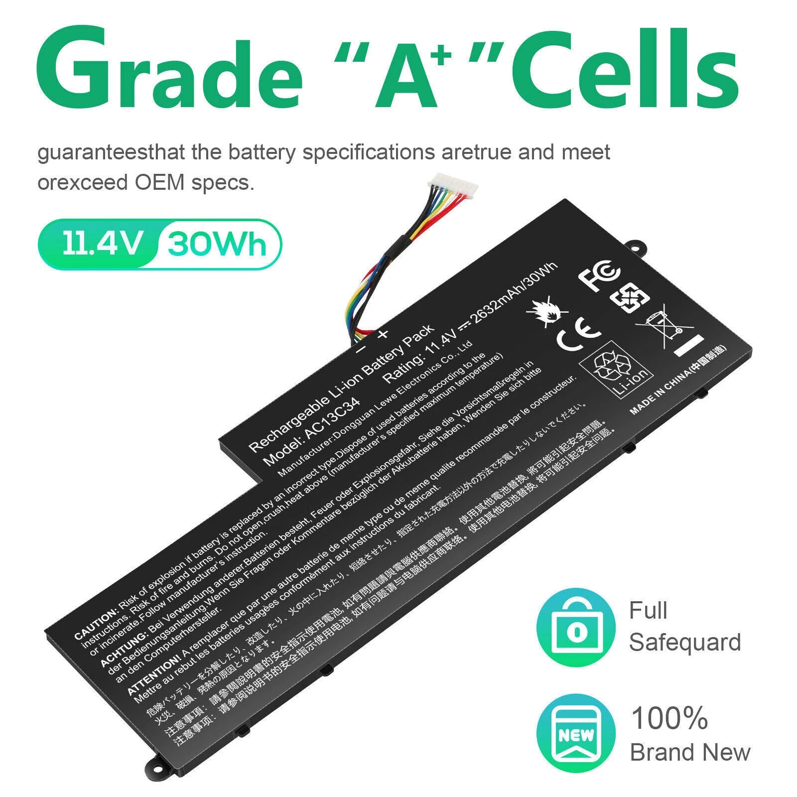AC13C34 Battery for Acer Aspire V5-122P V5-132 V5-132P E3-111 E3-112V V3-112