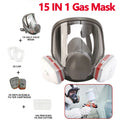 Full Face 15 IN 1 Gas Mask Chemical Vapor Painting Spraying Respirator Filter US