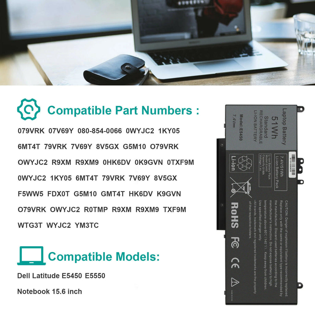 Battery for Dell Latitude E5250 E5450 E5550 11 3150 3160 Notebook G5M10 RYXXH