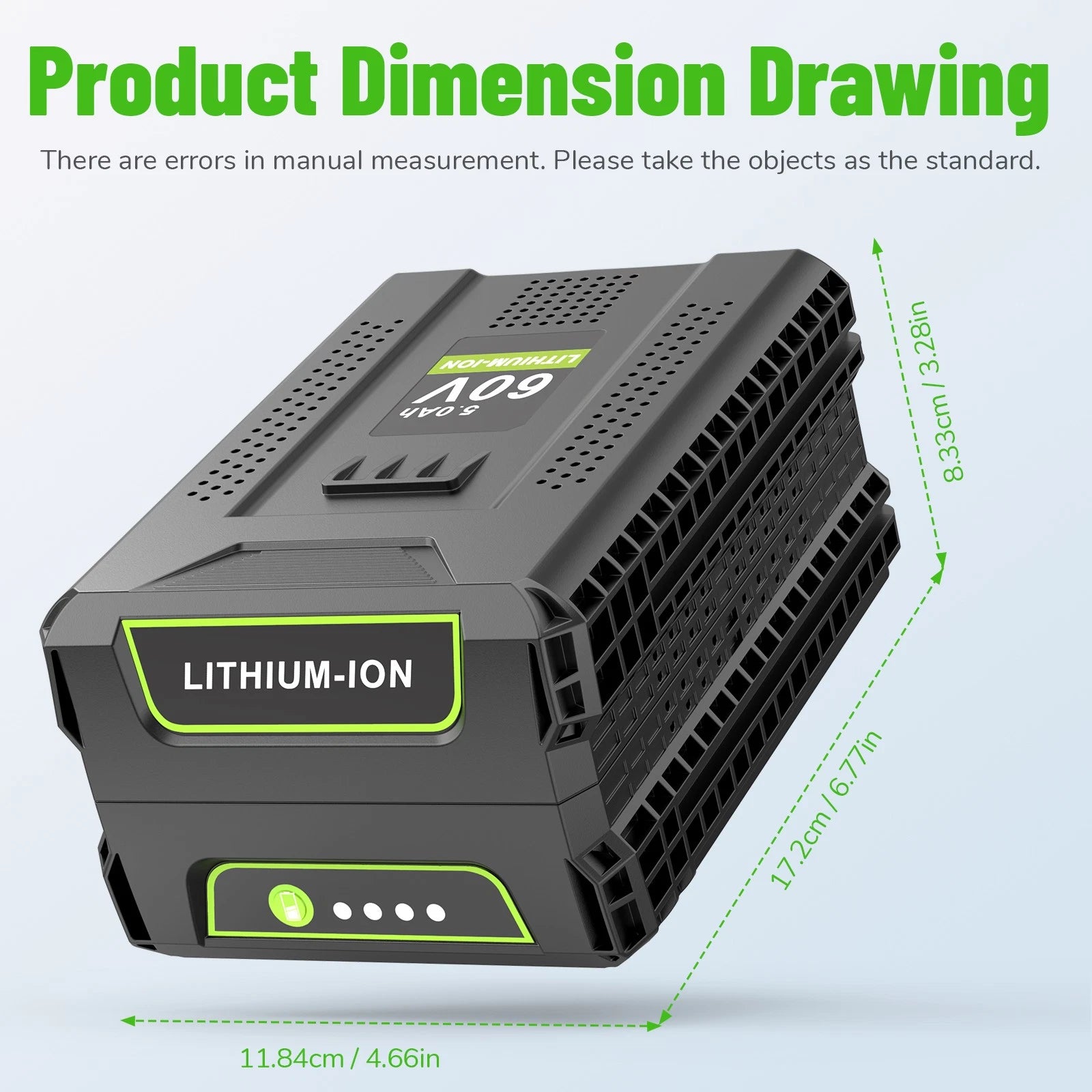 60V 5.0Ah Battery For Greenworks Pro 60V Lithium LB60A00 LB60A01 LB60A02 LB60A03