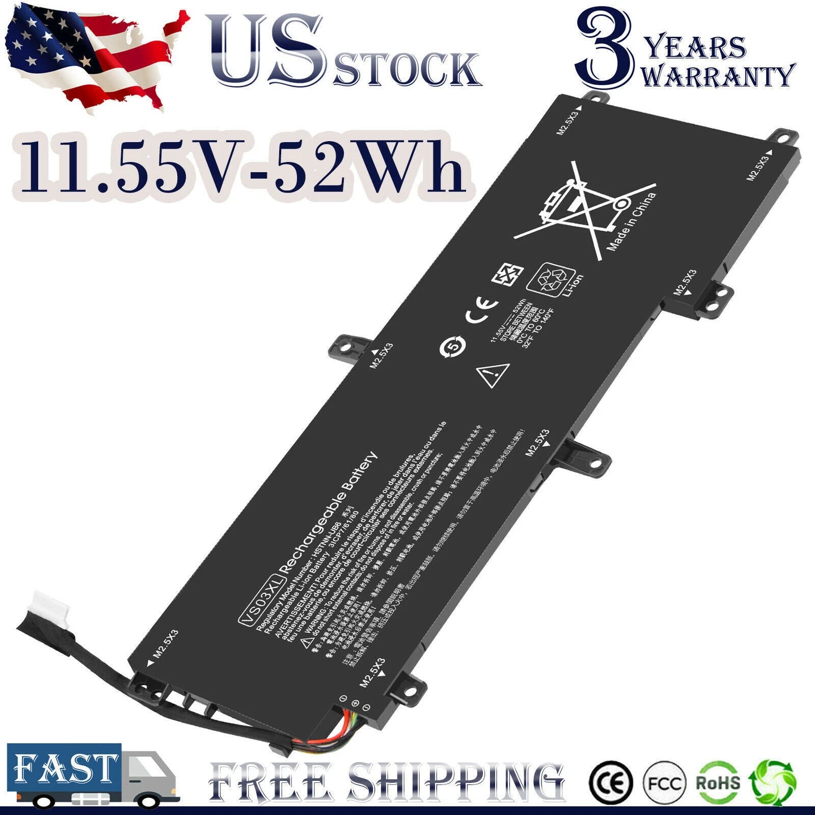 VS03XL Battery for HP Envy 15-AS000 15-as068nr 15-as133cl 15-as020nr 849047-541
