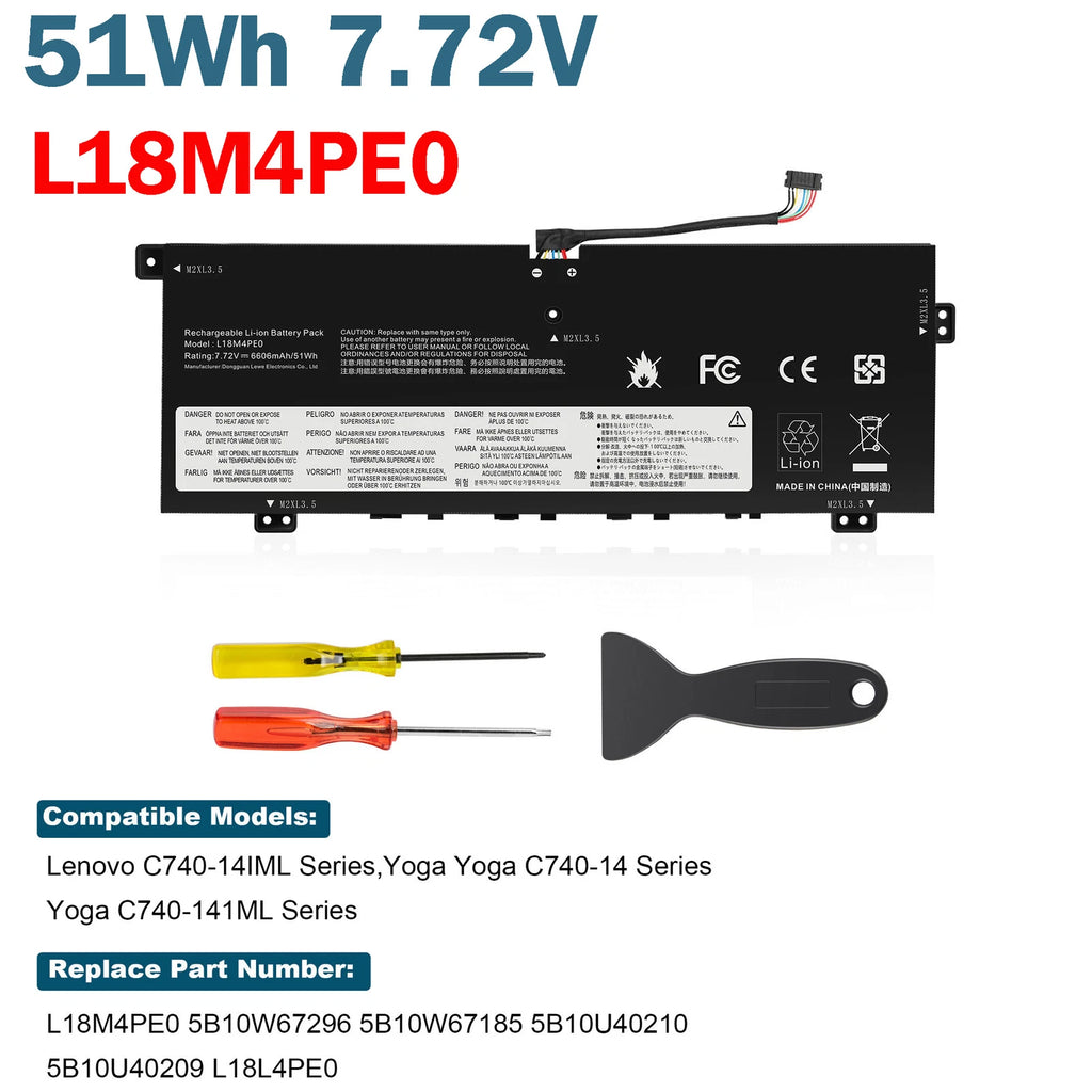 ?L18M4PE0 Battery For Lenovo Yoga C740-14IML 5B10W67296 5B10U40209 L18L4PE0 51WH