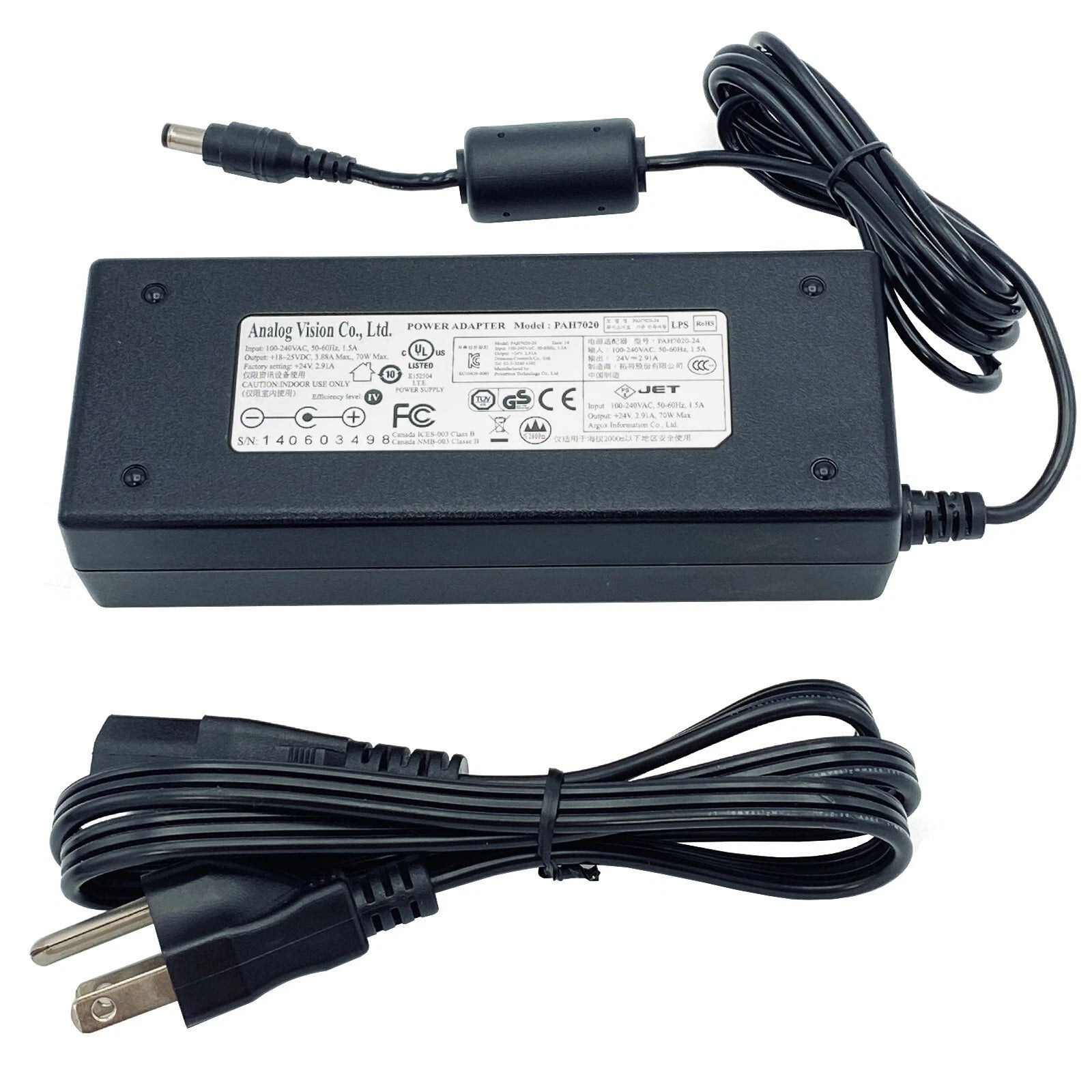 NEW Genuine Argox 70W AC Power Adapter PAH7020 24V 2.91A PAH7020-24