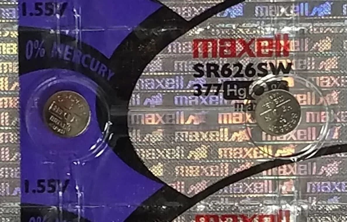 2 x MAXELL SR626SW 377 1.55v Silver Oxide Button Cell Watch Battery -...