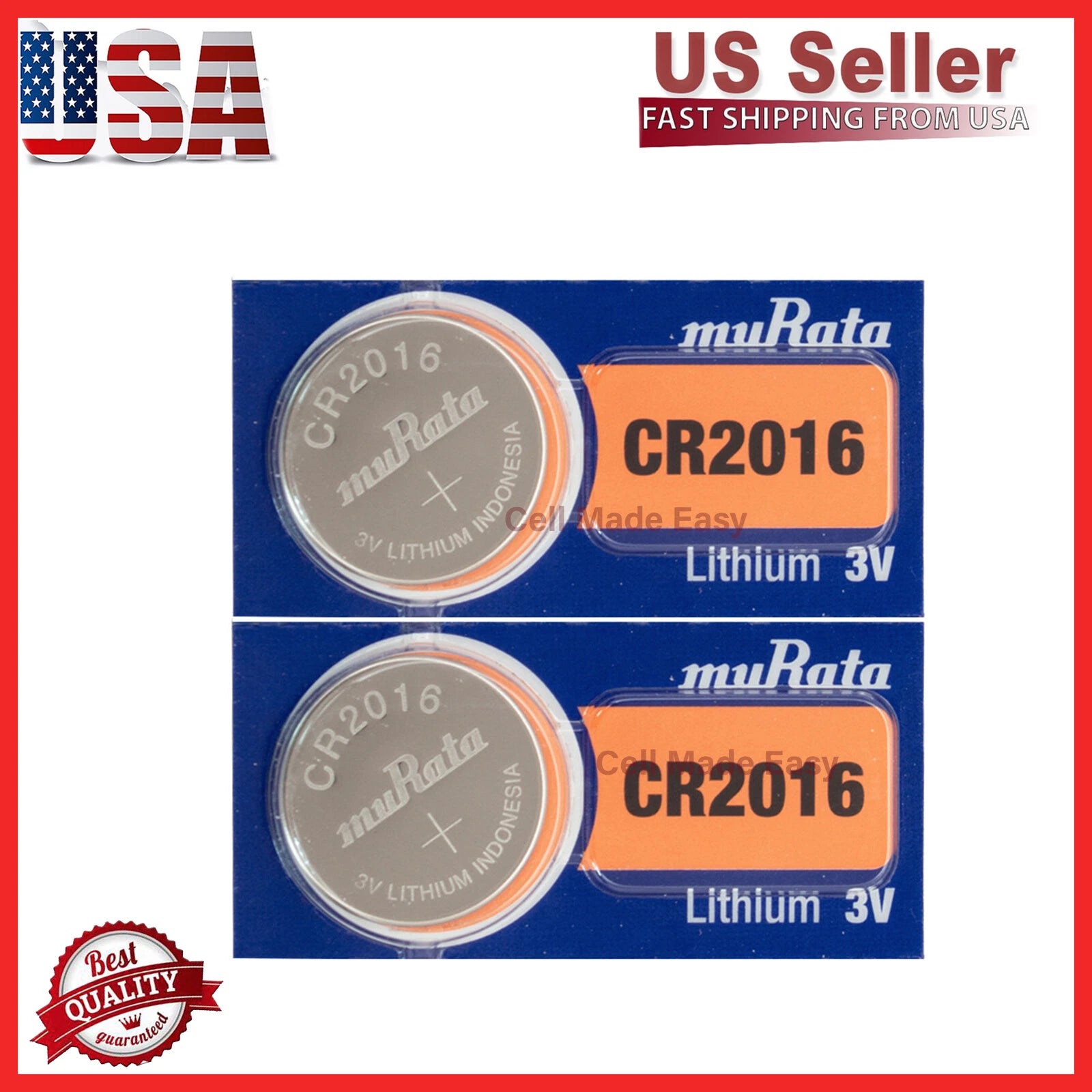 2 x SONY/MURATA CR2016 CR 2016 ECR2016 DL2016 Lithium Coin Battery 3V Exp 2030