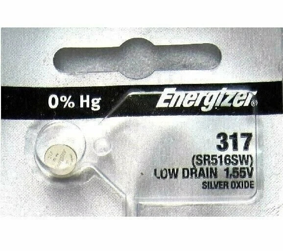 1 Energizer 317, SR516SW, SP317, V317, D317, 616, 280-58, SB-AR, S52, Battery