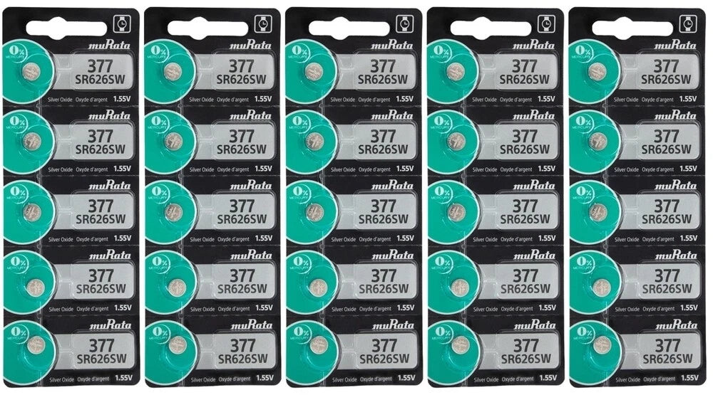 25 x FRESH MuRata 377 376 WATCH BATTERY SR626SW SR626W Silver Oxide Battery